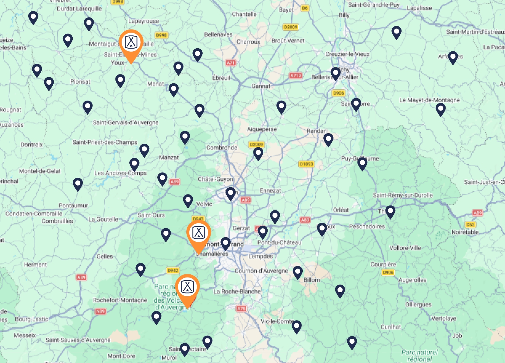 Carte des établissements